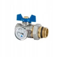 Golyóscsap hőmérővel 1"KB, egyenes