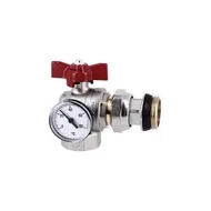 Golyóscsap hőmérővel 1"KB, sarok