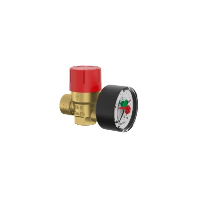 Biztonsági szelep, FLAMCO Prescomano 50 biztonsági szelep, manométerrel, 2.5bar, 1/2”x3/4”