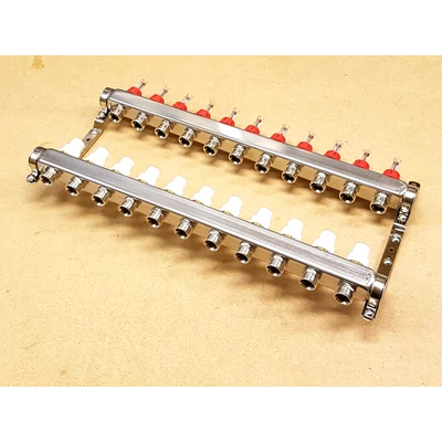 Komplett áramlásmérős osztó, 1"BB-3/4"eurokonus, 11 körös