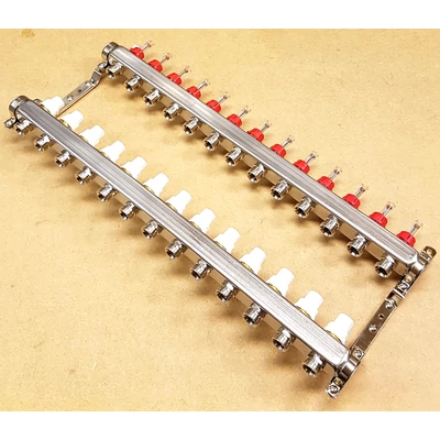 Komplett áramlásmérős osztó, 1"BB-3/4"eurokonus, 13 körös